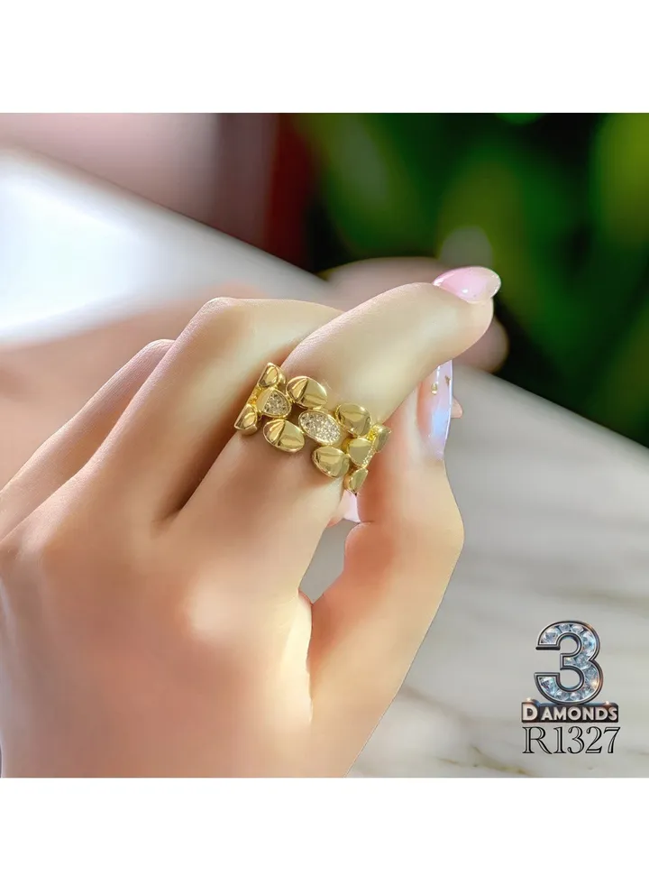 Women's Ring, Gold Plated, High Quality With Sparkling Zircon