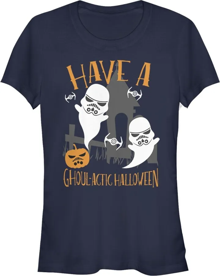 Junior's Star Wars Ghoulactic Halloween Stormtrooper T-Shirt - Navy Blue - X Large