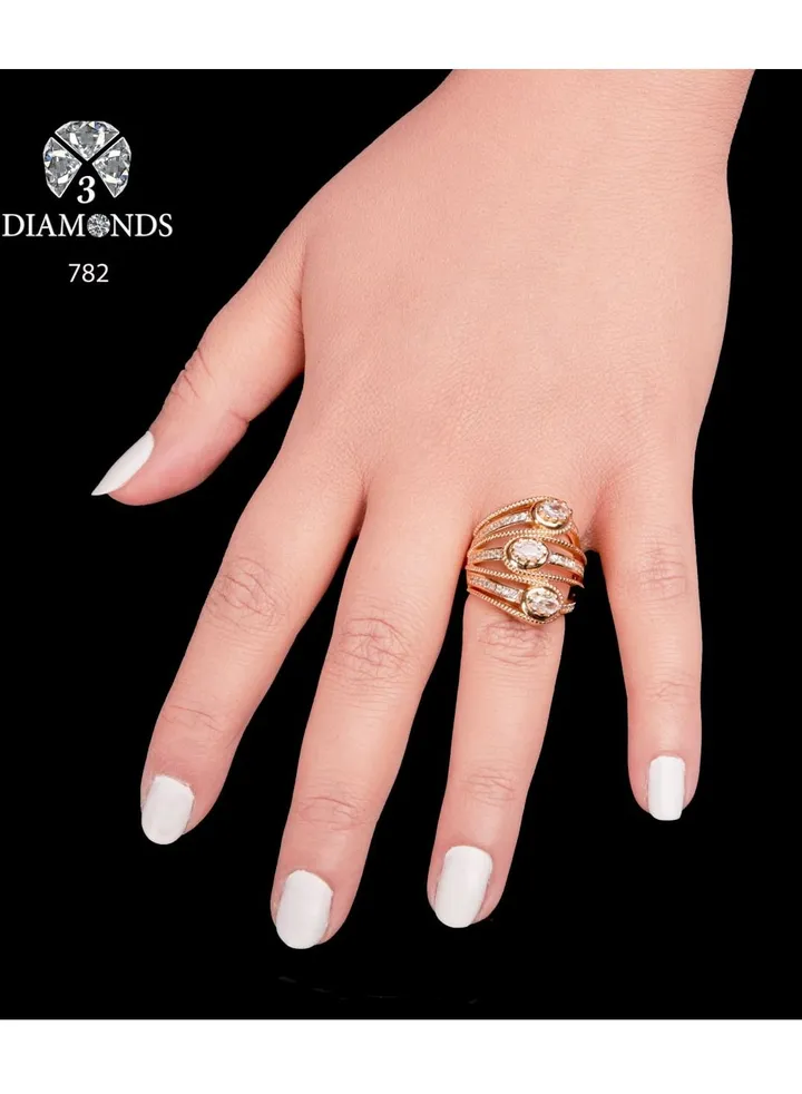 Women's Ring, Gold Plated, High Quality With Sparkling Zircon