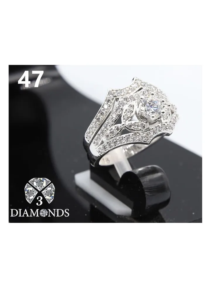 3Diamonds Wedding Twins Ring For Women Platinum Plated