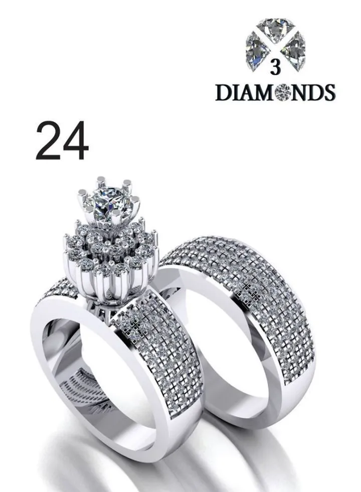 Twins Ring Platinum Plated For Women With Zircon Stone - Silver