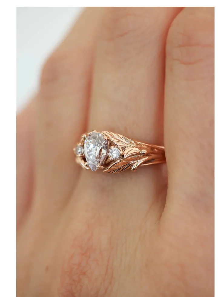 Pear Cut White Zircon Stone Ring