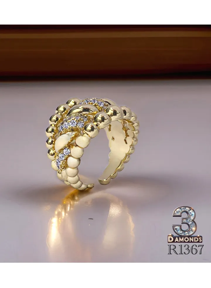 Women's Ring, Gold Plated, High Quality With Sparkling Zircon