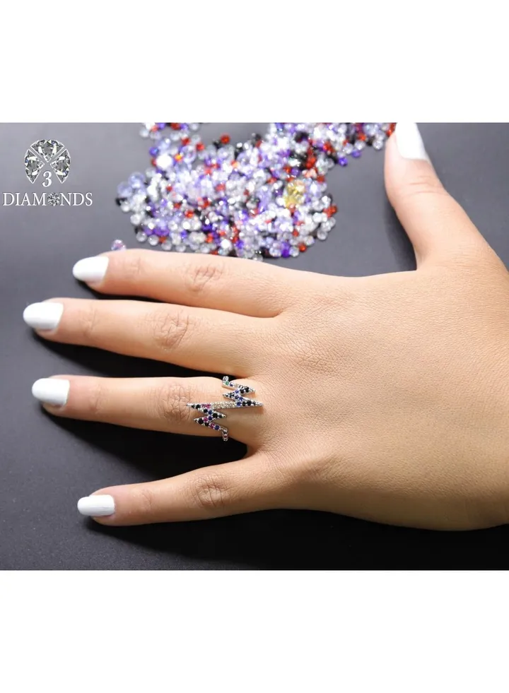 Pulse Platinum Plated Ring For Women With Zircon Stone - Silver