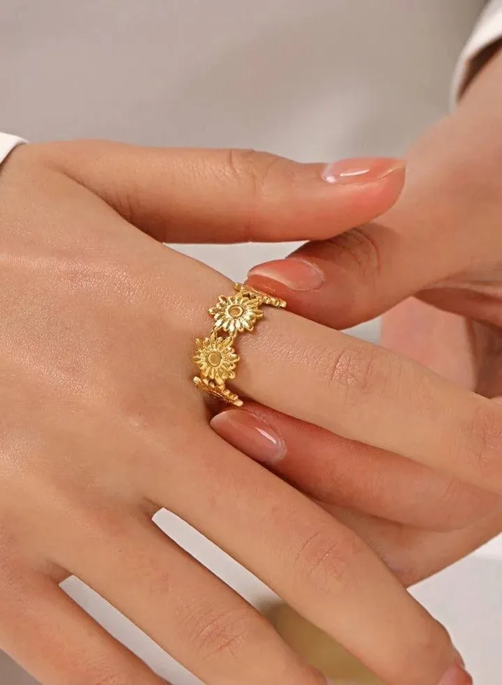 Stainless Steel Free Size Golden Ring