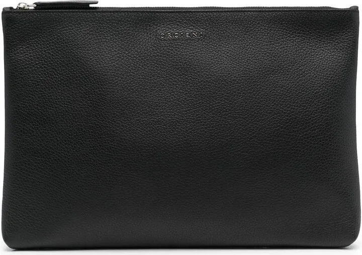 Zip-Fastening Leather Pouch