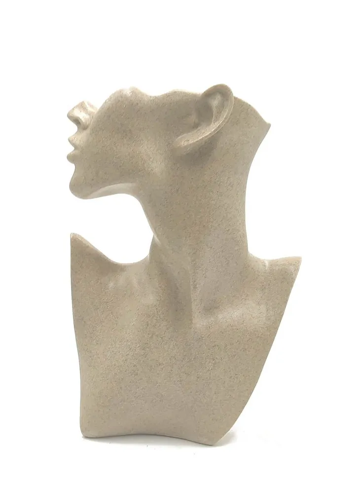 Jewelry stand to display earring, necklace and chest jewelry beige