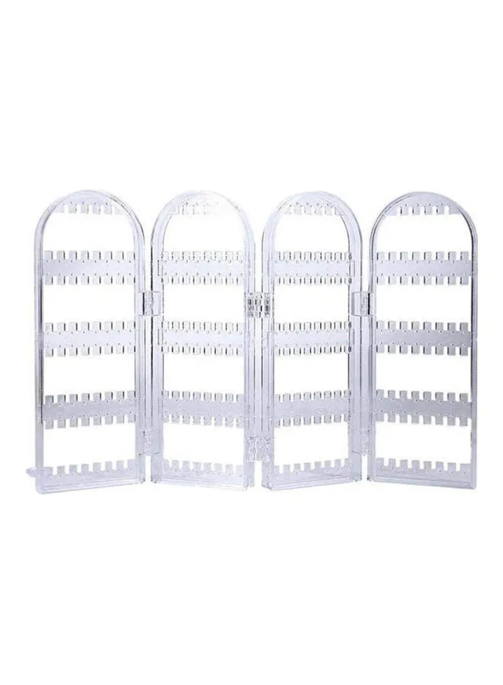 Foldable Clear Screen Jewelry Earring Stand Rackhole 4-Panel Earrings Showcase Display Organizer Perfect