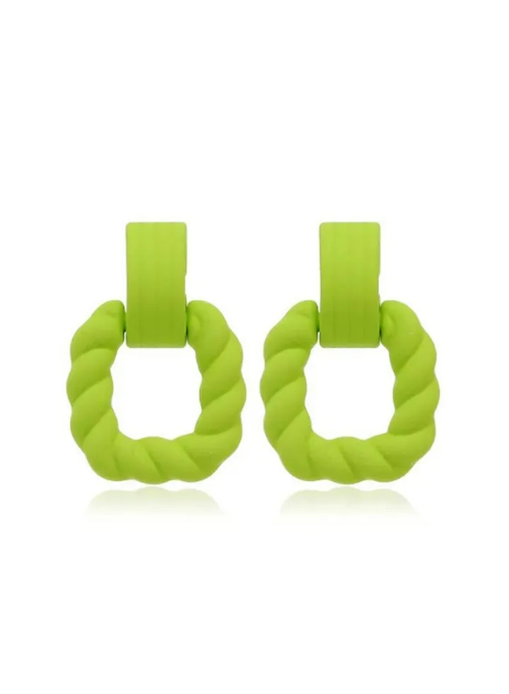 SquareEarring Of Fluffy Women's Accessories-Green
