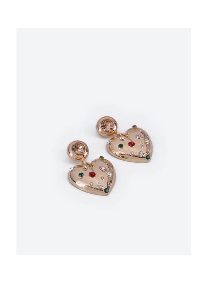 Earring Heart Metal Plated