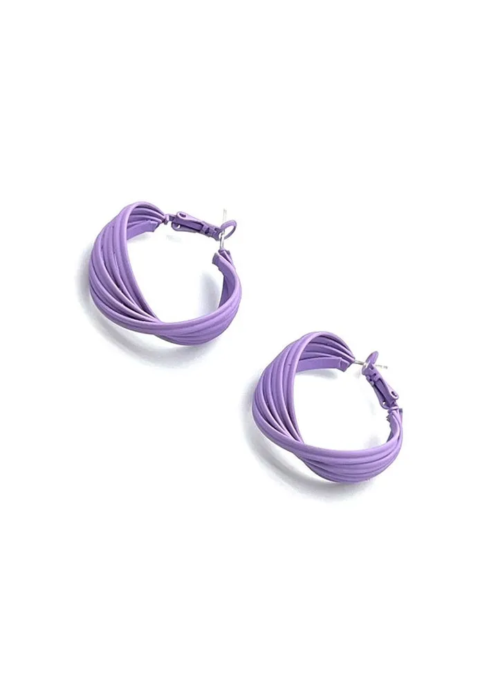 Overlapping lines Earring Of Fluffy Women's Accessories-Purple