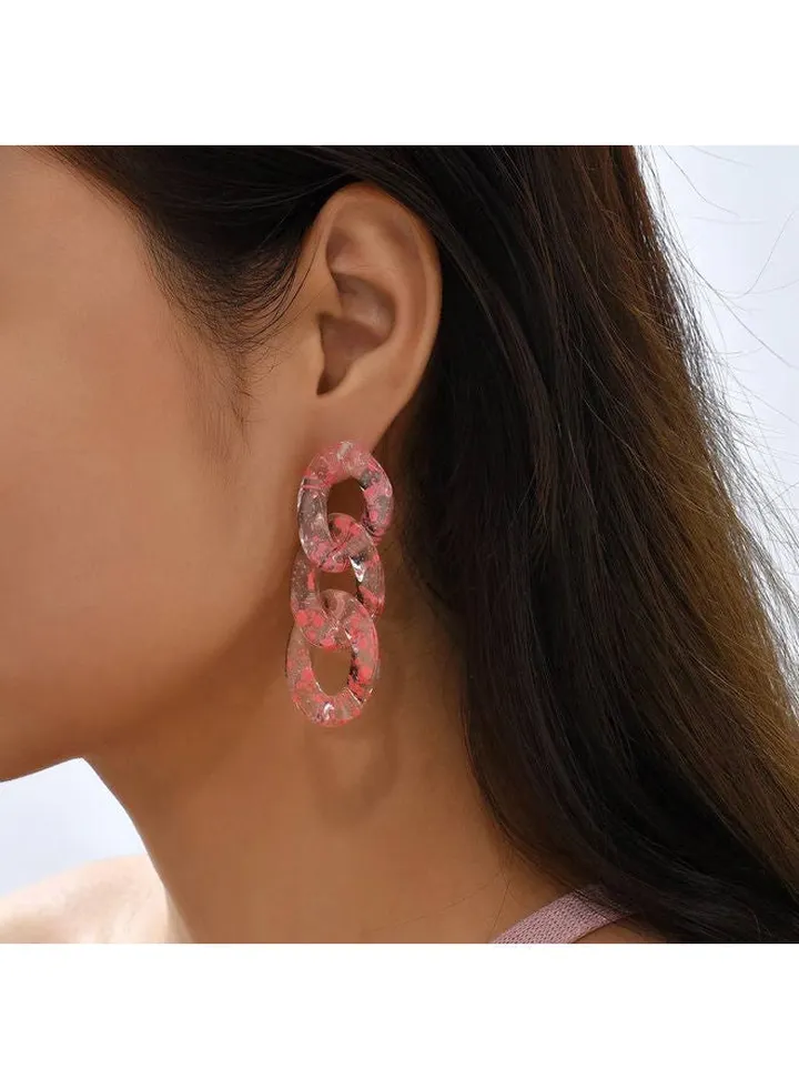 Chains Earring Of Fluffy Women's Accessories-Pink