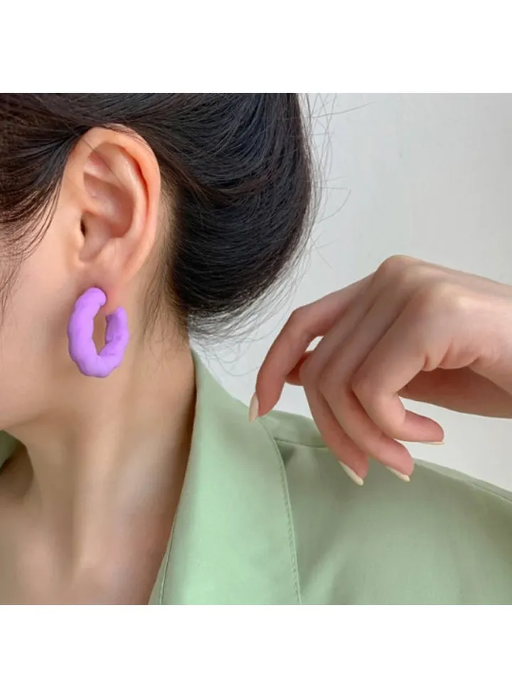 Planner Square Earring Of Fluffy Women's Accessories-Purple
