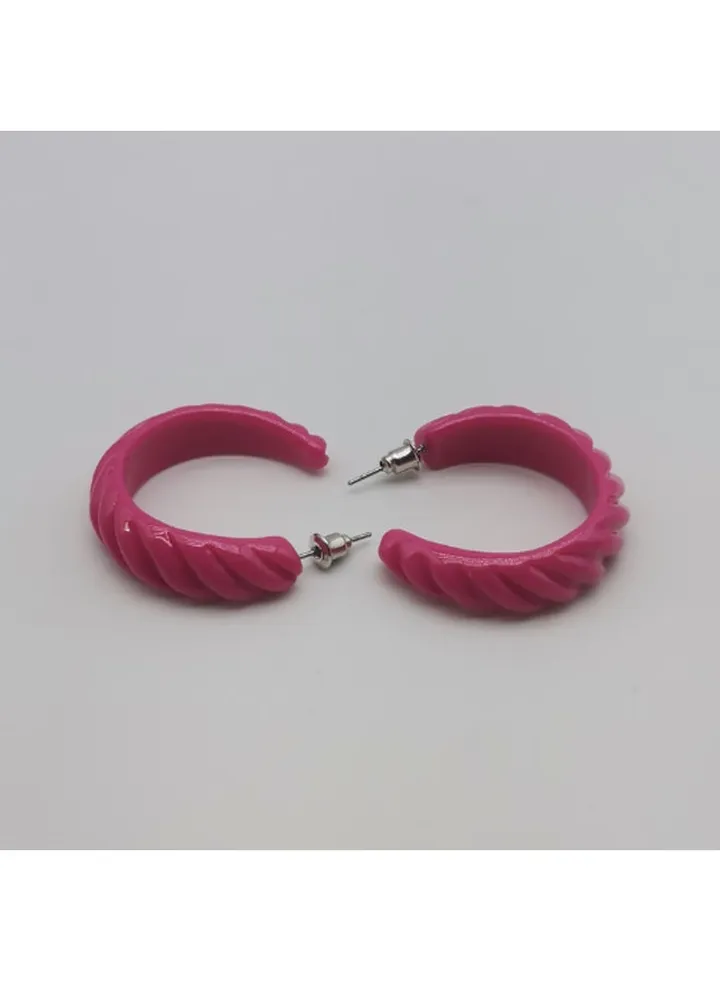 Planner Square Earring Of Fluffy Women's Accessories-Pink