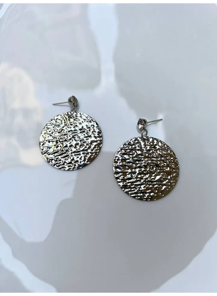 Scratched metal Earring Of Fluffy Women's Accessories-Silver