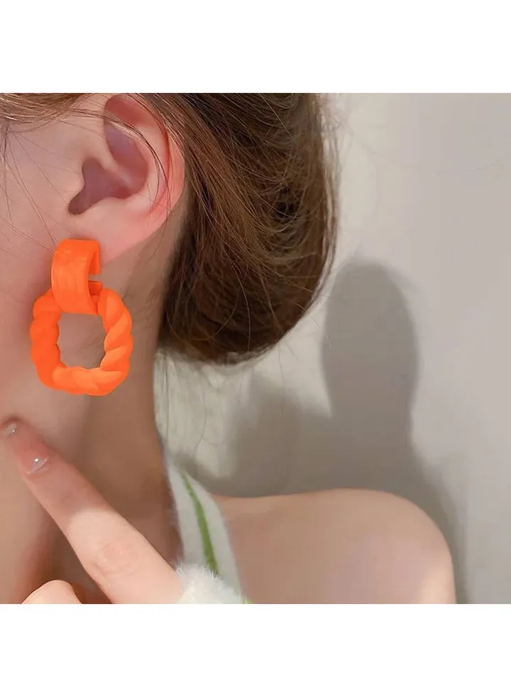 SquareEarring Of Fluffy Women's Accessories-Orange