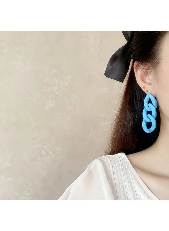 Chain Earring Of Fluffy Women's Accessories-Blue