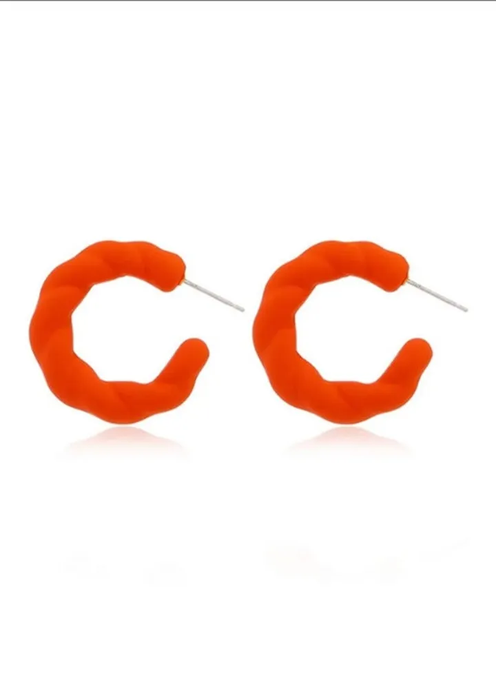 Egg Shape Earring Of Fluffy Women's Accessories-Orange
