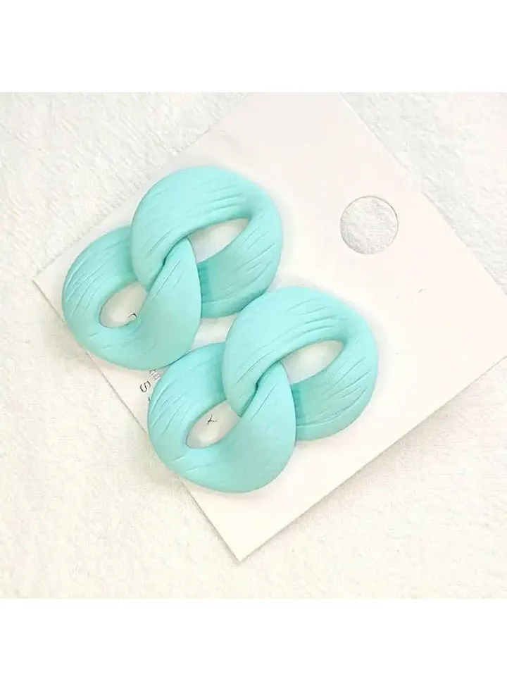 Dual Cyrcil Earring Of Fluffy Women's Accessories-Blue