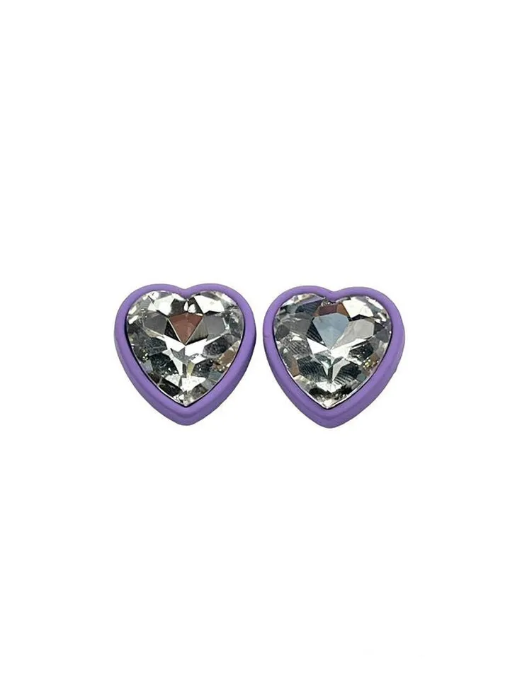 Heart Crystal Earring Of Fluffy Women's Accessories-Purple
