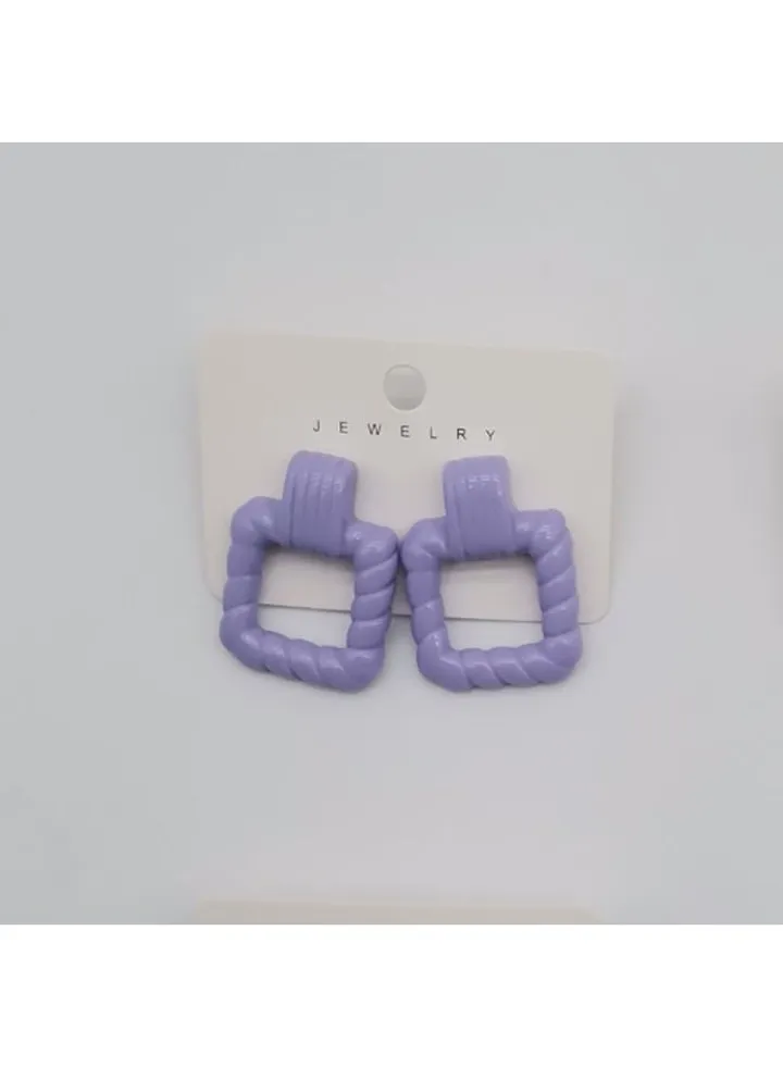 Square Earring Of Fluffy Women's Accessories-Purple