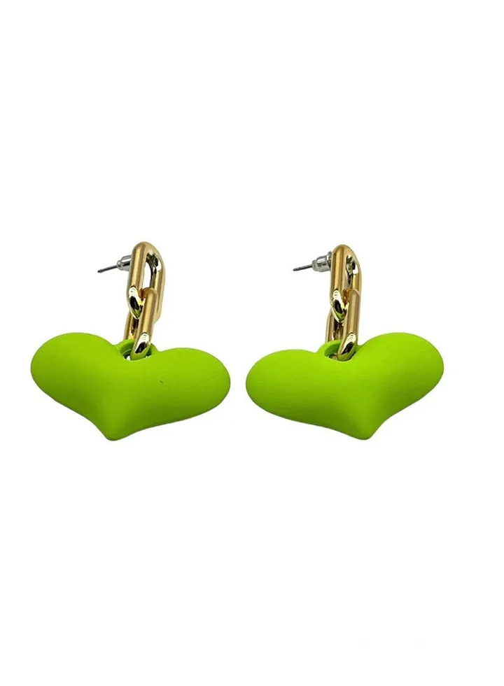 Heart Earring Of Fluffy Women's Accessories-Yellow