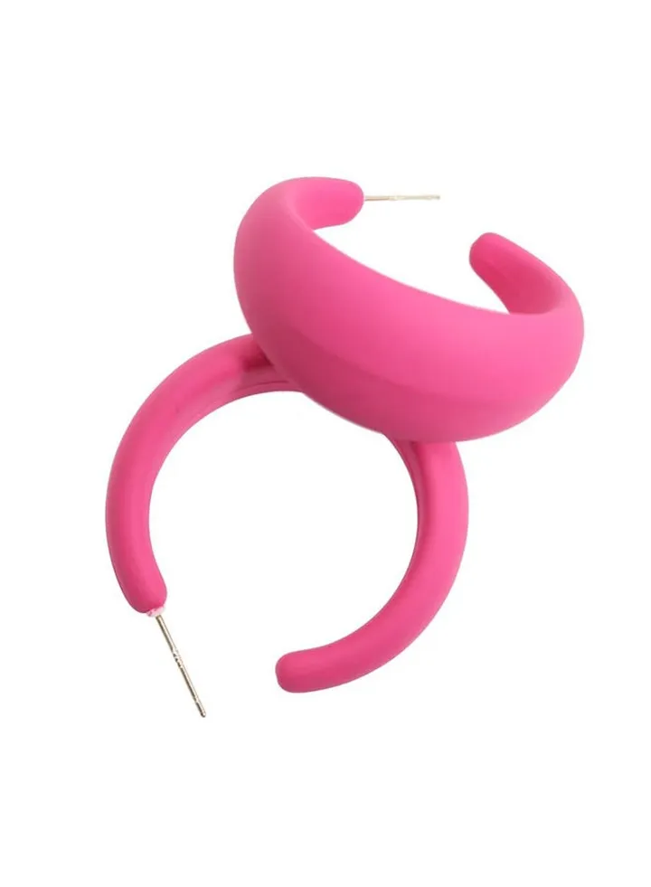 Bold Quirky Earring Of Fluffy Women's Accessories-Pink