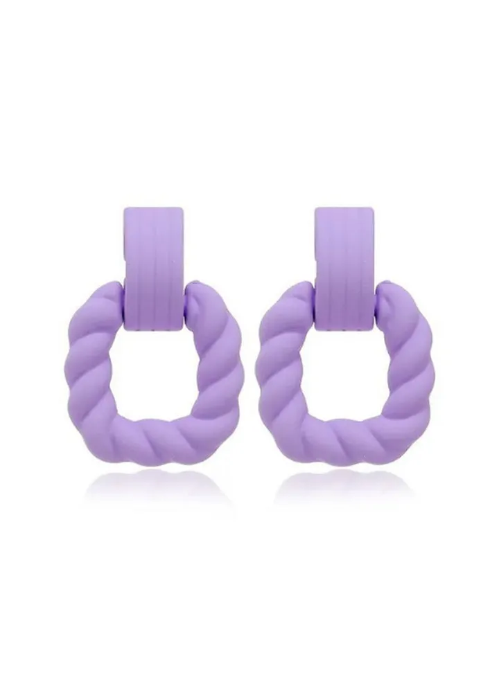SquareEarring Of Fluffy Women's Accessories-Purple