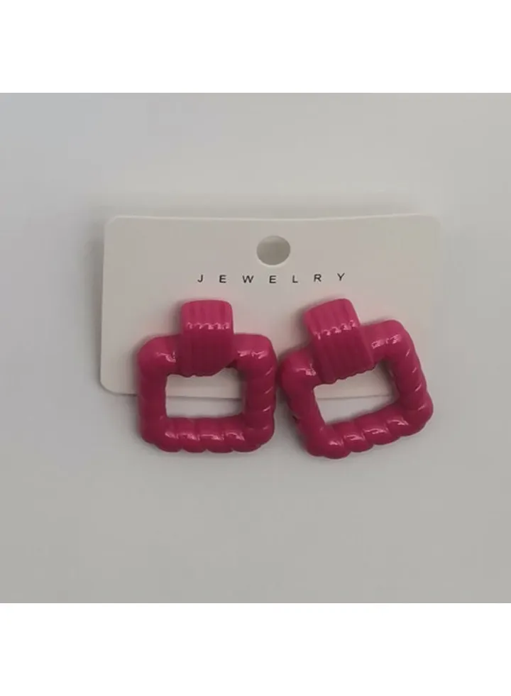 Square Earring Of Fluffy Women's Accessories-Pink