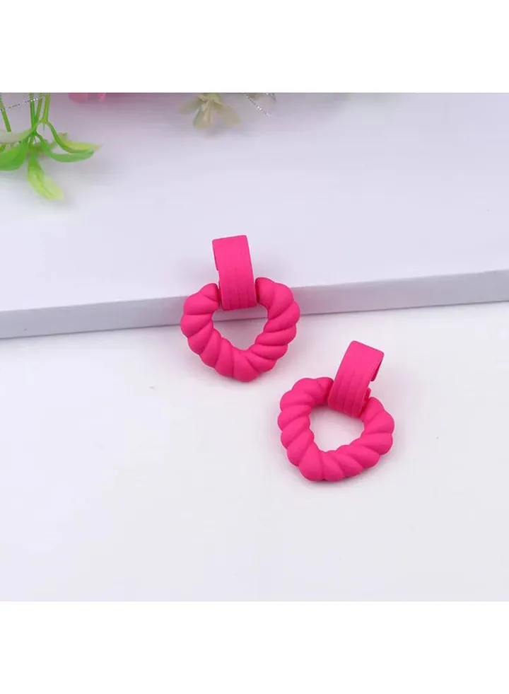 triangle Earring Of Fluffy Women's Accessories-Pink