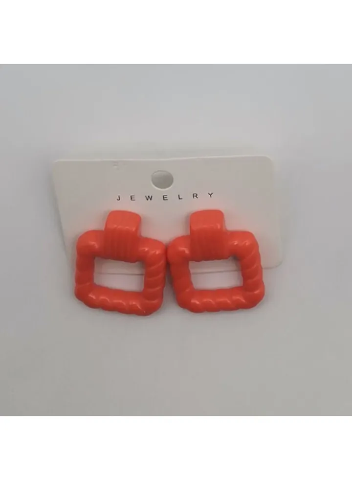 Square Earring Of Fluffy Women's Accessories-Orange