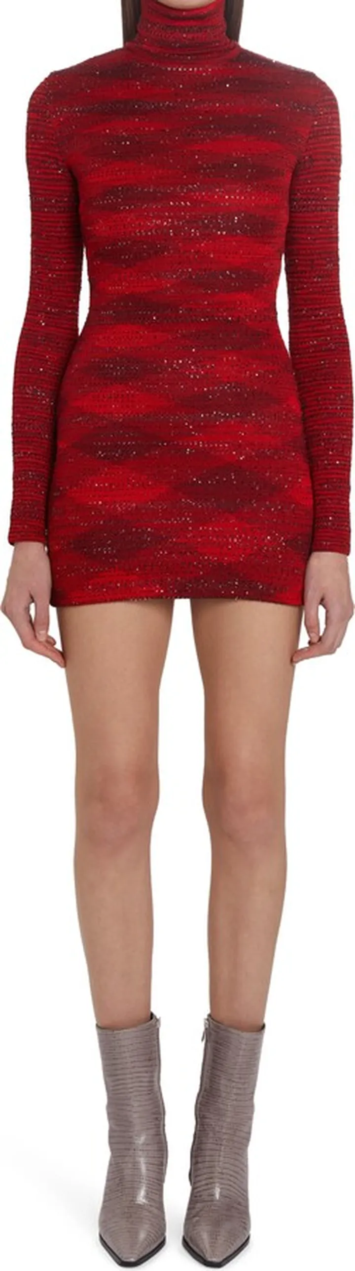 Sequin Turtleneck Long Sleeve Minidress