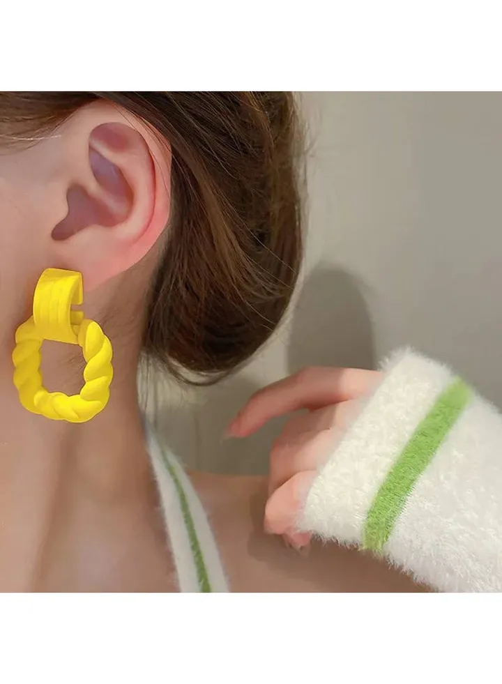 SquareEarring Of Fluffy Women's Accessories-Yellow