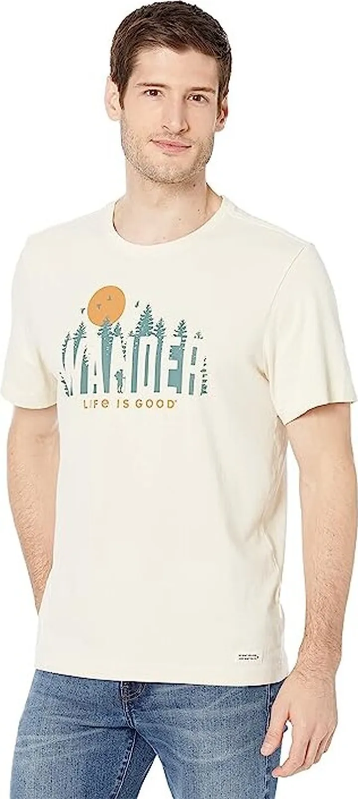 Life is Good Wander Forest Crusher Tee (Putty White) Men's Clothing