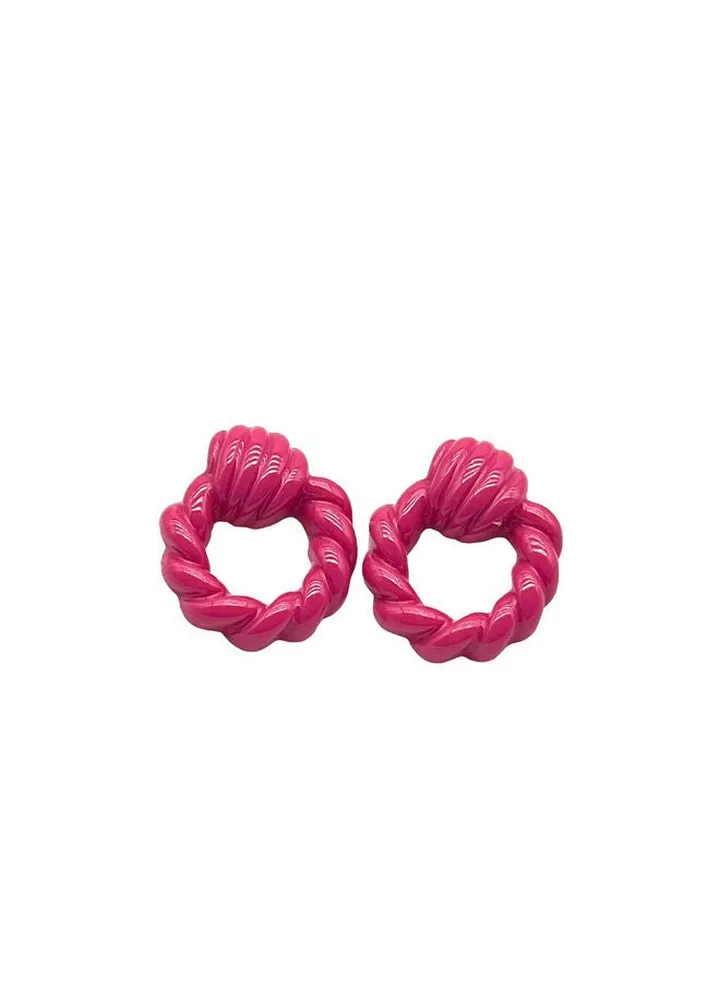 Quirky Cyrcil Earring Of Fluffy Women's Accessories-Pink