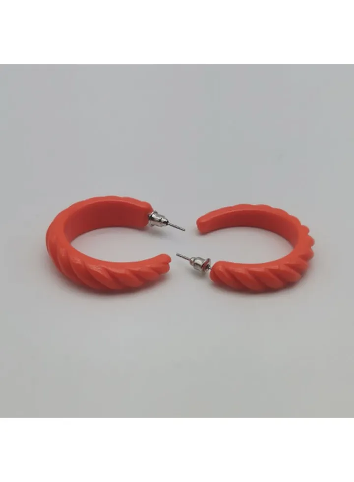 Planner Square Earring Of Fluffy Women's Accessories-Orange