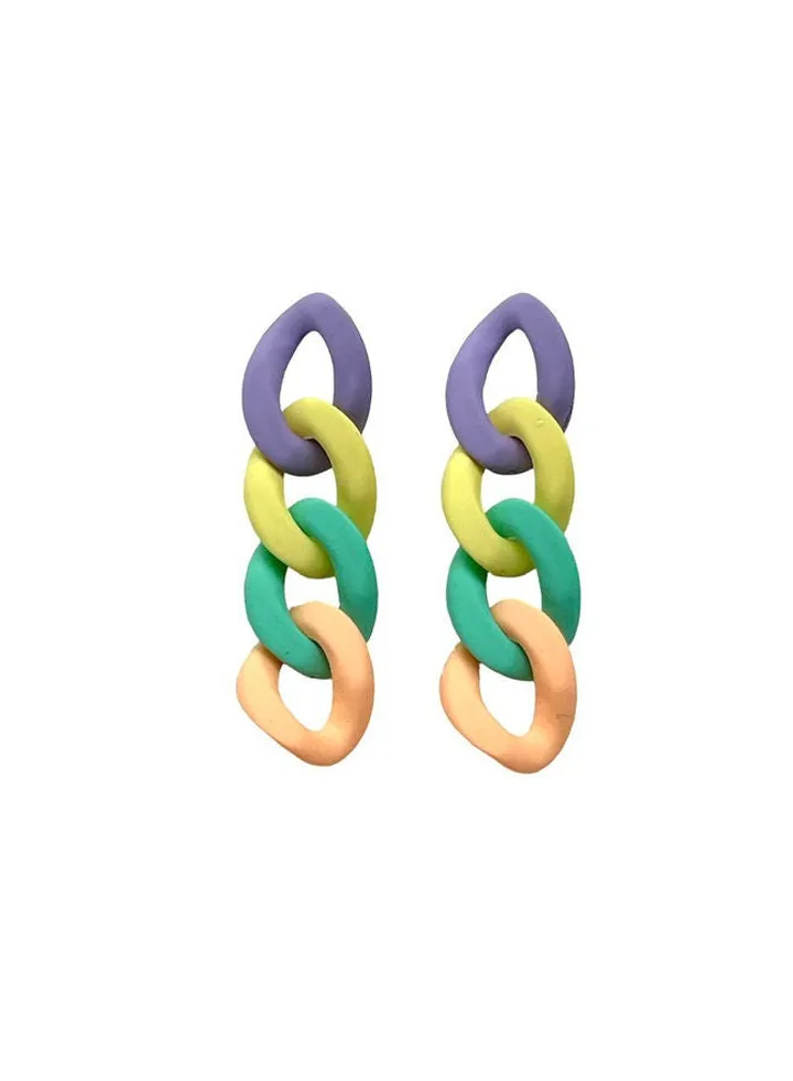 Colors Chains Earring Of Fluffy Women's Accessories-Multicolour