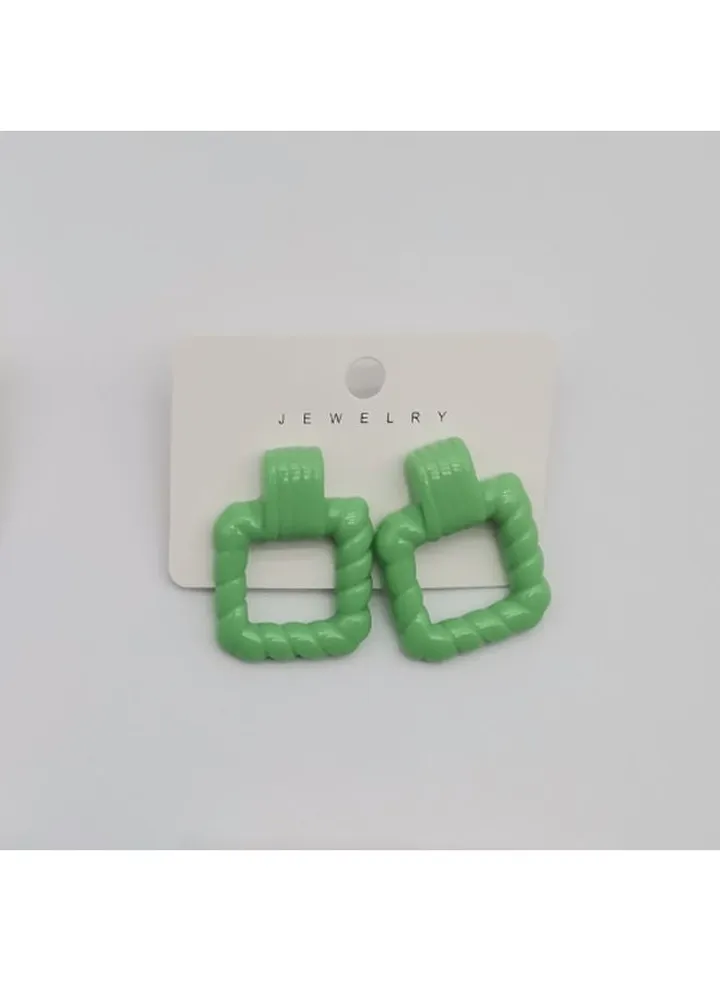 Square Earring Of Fluffy Women's Accessories-Green
