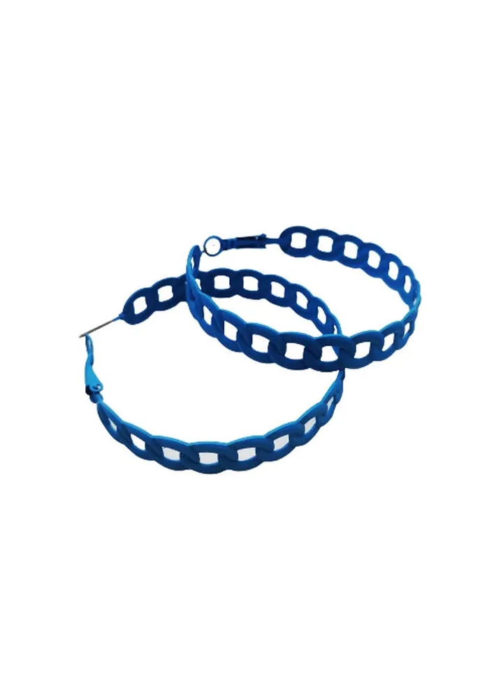 Freaz Squar Earring Of Fluffy Women's Accessories-Blue