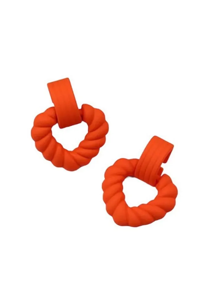 triangle Earring Of Fluffy Women's Accessories-Orange
