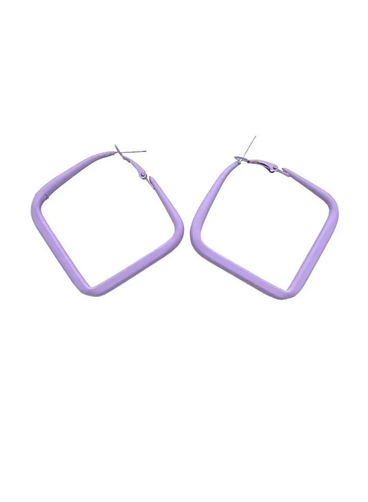Square Earring Of Fluffy Women's Accessories-Purple