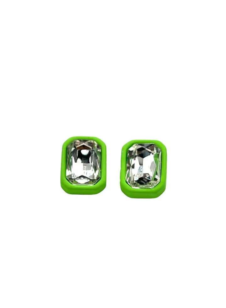 Square Crystal Earring Of Fluffy Women's Accessories-Green