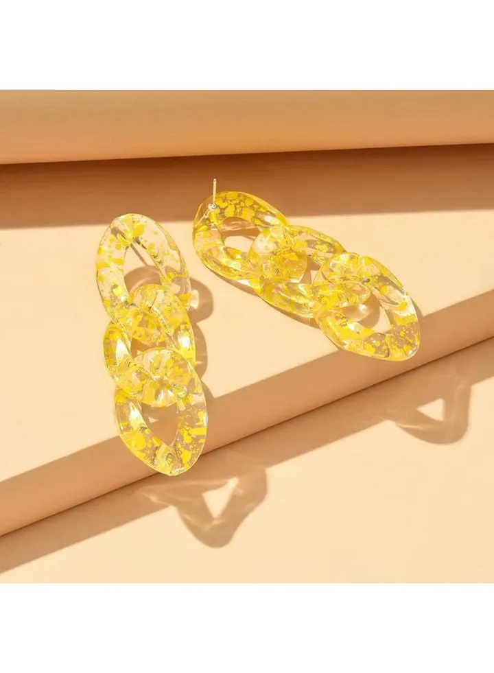 Chains Earring Of Fluffy Women's Accessories-Yellow