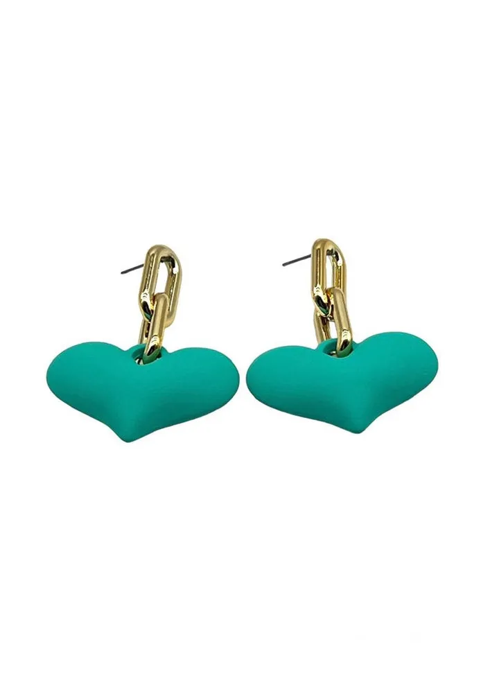 Heart Earring Of Fluffy Women's Accessories-Green