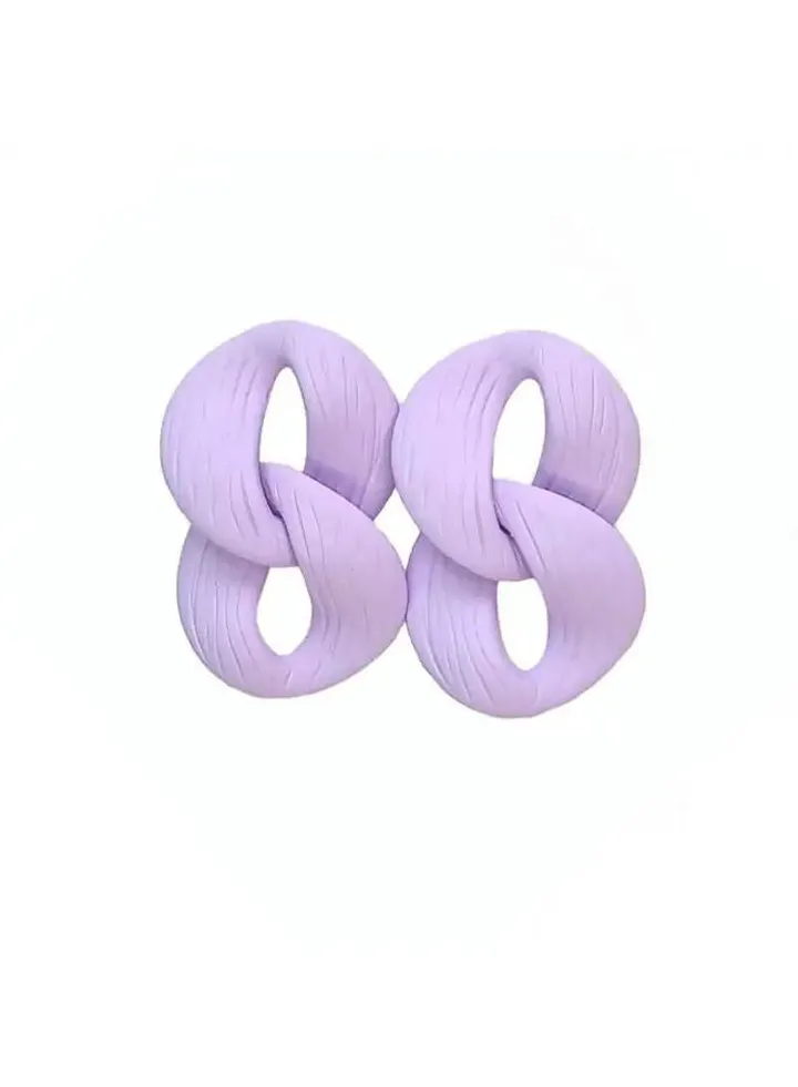 Dual Cyrcil Earring Of Fluffy Women's Accessories-Purple