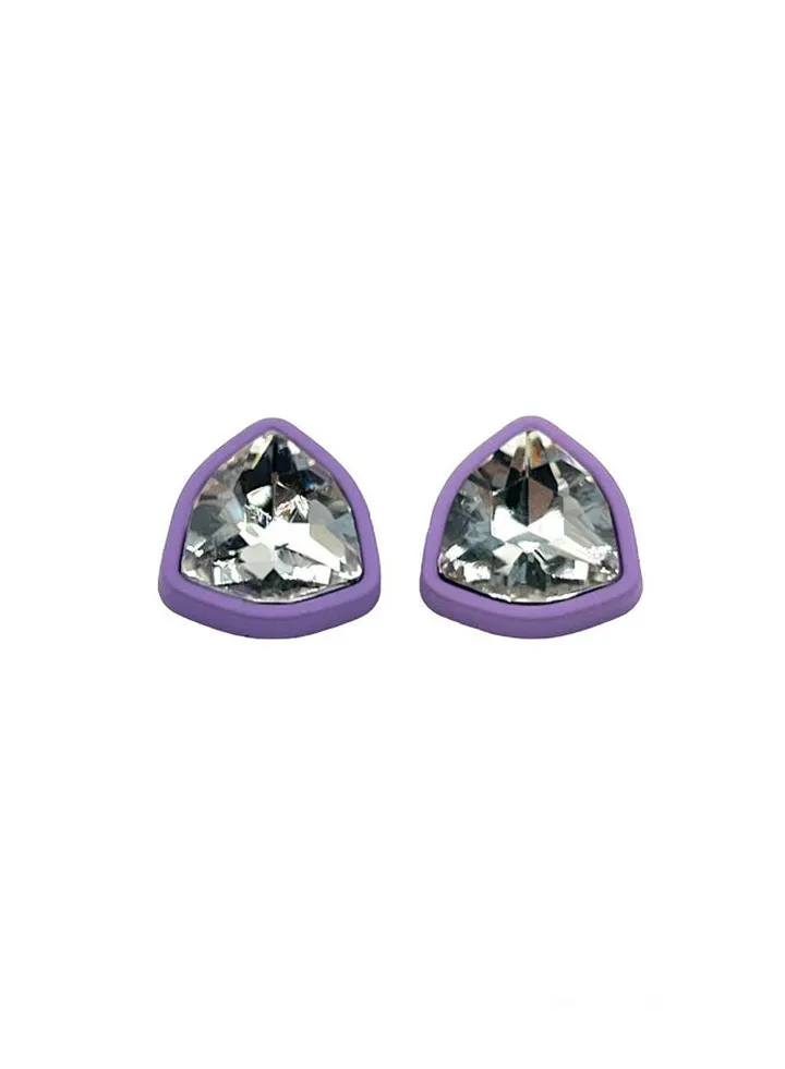 Heart Crystal Earring Of Fluffy Women's Accessories-Purple