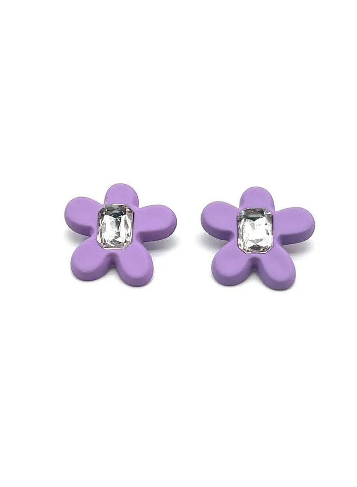Loly Flower Earring Of Fluffy Women's Accessories-Purple