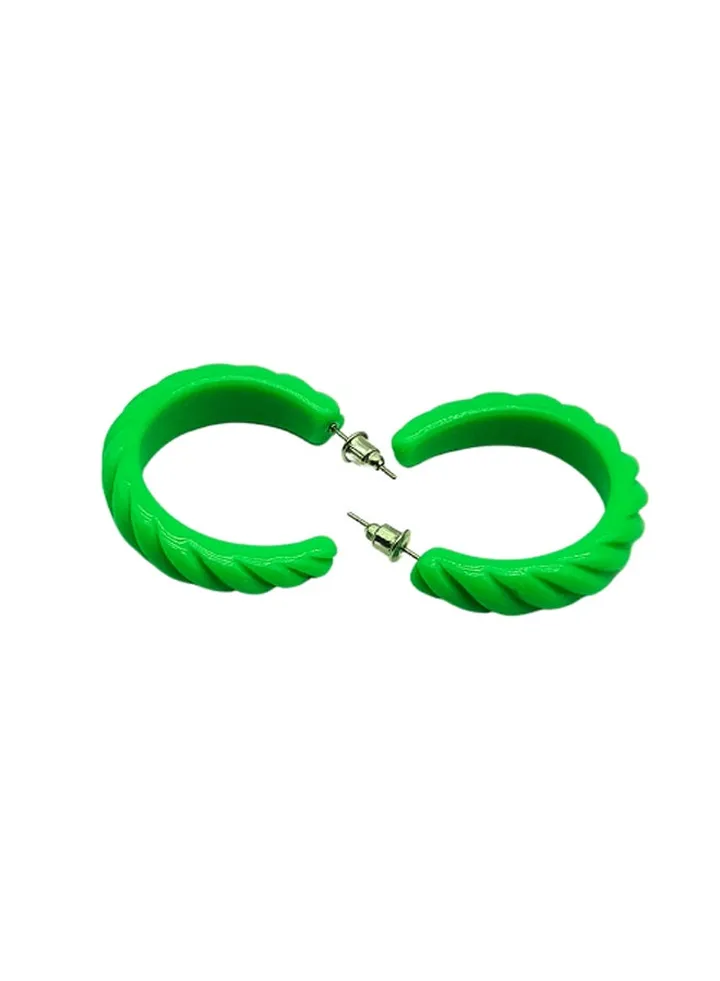Planner Square Earring Of Fluffy Women's Accessories-Green
