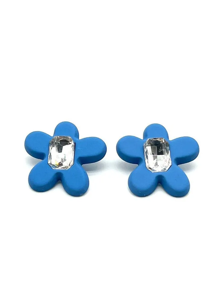 Loly Flower Earring Of Fluffy Women's Accessories-Blue