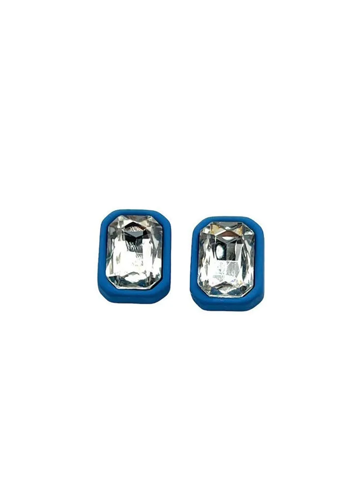 Square Crystal Earring Of Fluffy Women's Accessories-Blue
